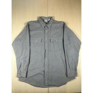 417 By Van Heusen Shirt Mens XL Gray 100% Cotton Long Sleeve‎ Collared Button-Up